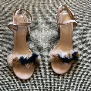 Charles By Charles David Tan and Black Faux Fur Heels